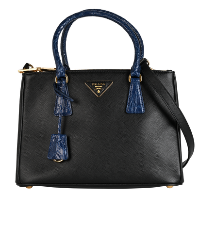 Medium Galleria, &pound;1,200, Handbags, Black/Blue, Leather, Front view
